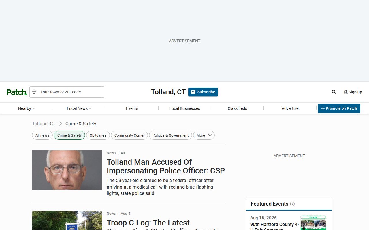 Tolland County arrest news and mugshot coverage on Patch Crime and Safety